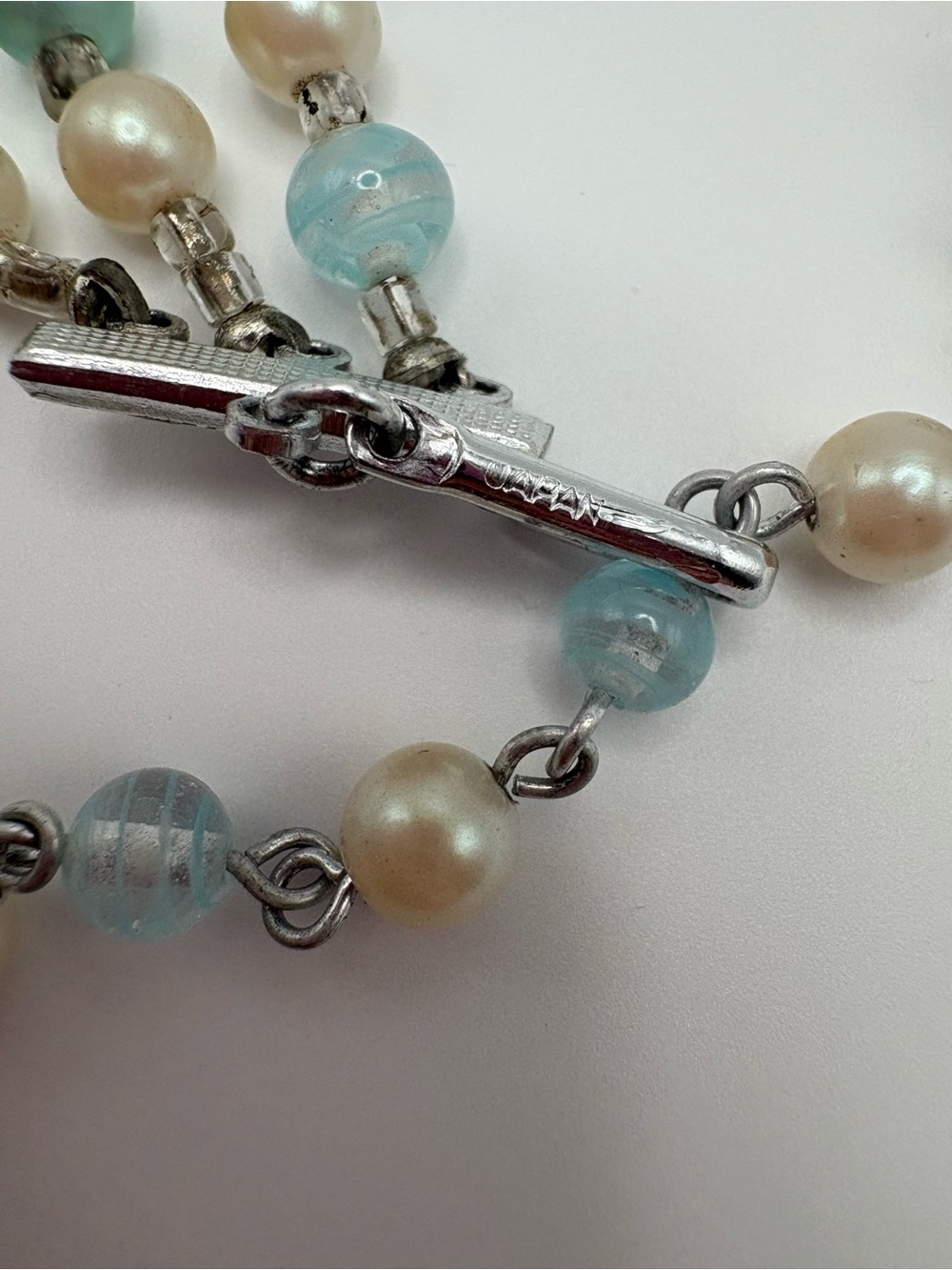 Multi-Strand Blue Pearl and Aqua Crystal Necklace - Women Jewelry - Picture 3 of 4